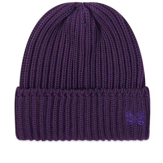 Needles Merino Wool Beanie Hat Purple