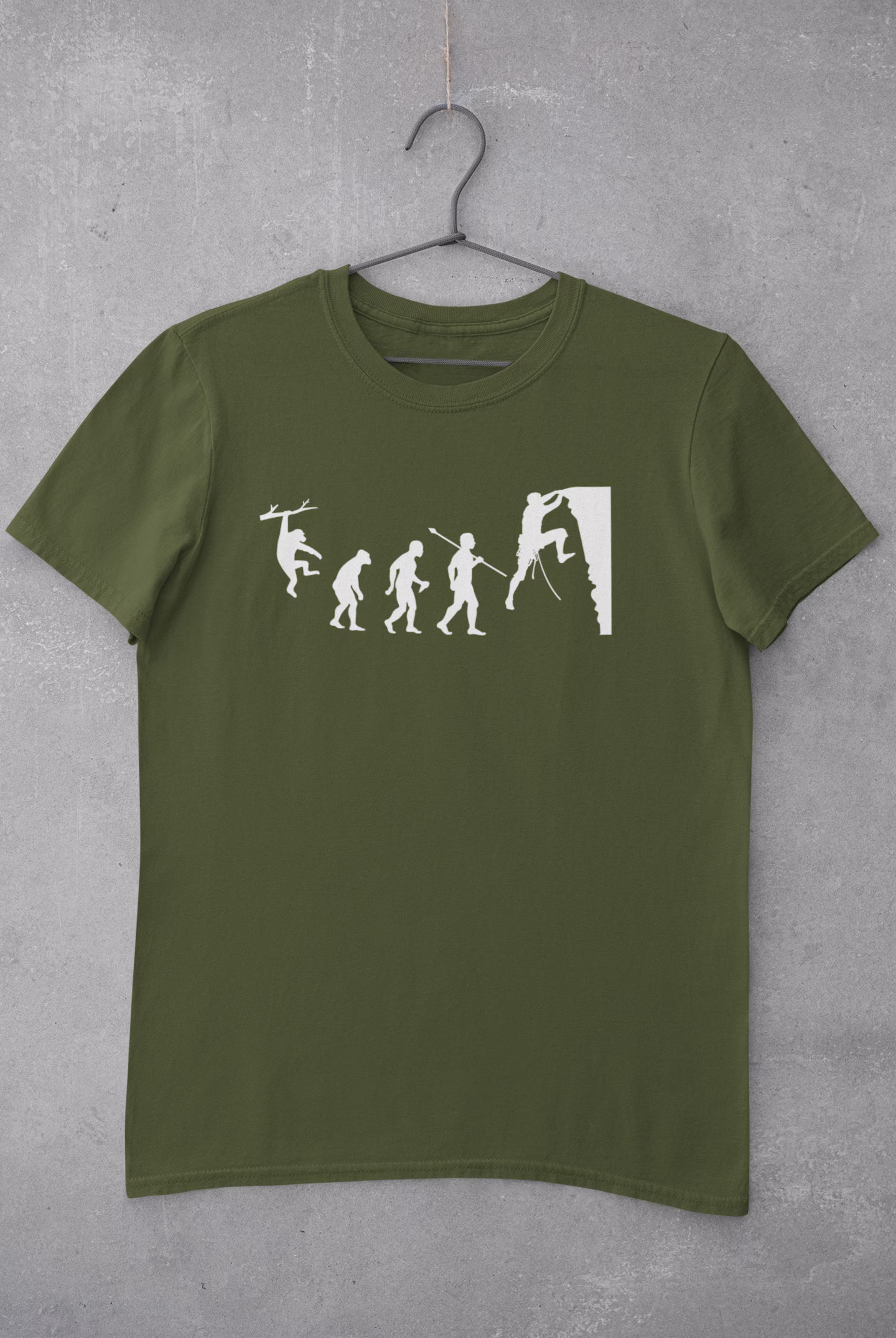 Evolution Of Rock Climbing T Shirt From Ape Through Prehistoric Man To Climber Climbing A Cliff