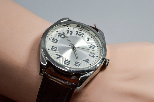 steel Tone With Silver Dial Mans Quartz Watch