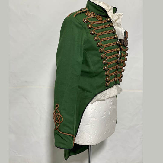 New Women's Military Olive Green Ceremonial Hussar Officers Tail Coat With Gold Braid Steampunk Jacket Expedited Shipping