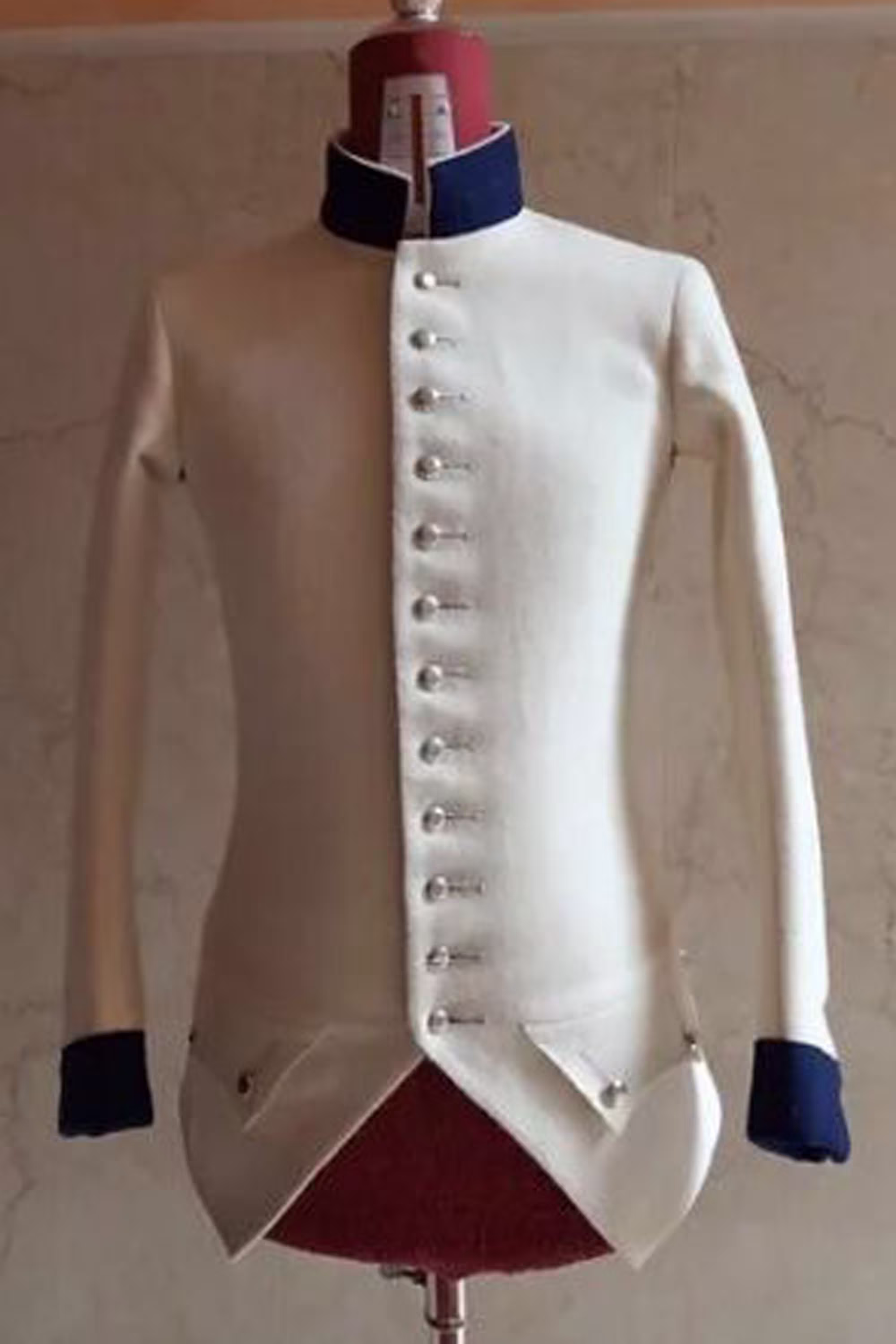 New 1779-1786 Sleeved Authentic Costume, Men's White Wool Custom Made Jacket Worldwide Expedited Shipping