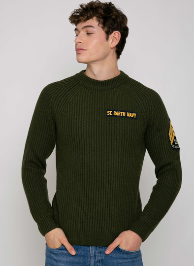 MC2 Saint Barth Man Ribbed Green Sweater