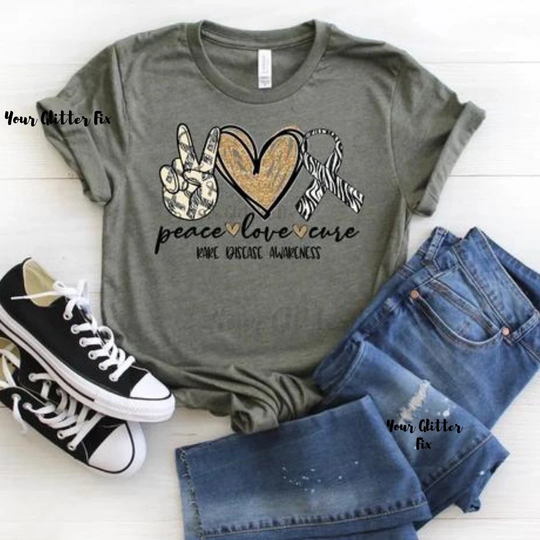 Peace Love Cure Tshirt|Invisible Illness Warrior Shirt|Rare Disease Tshirt|Rare Awareness