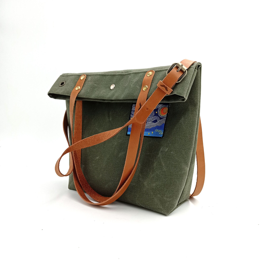 Dodo's Waxed Canvas Tote Bag - Laptop Bag, Diaper Work Messenger Waterproof Bag, Simply Tote, Shoulder Handle