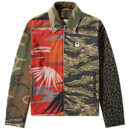Palm Angels Mixmatch Patchwork Coach Jacket Military Black