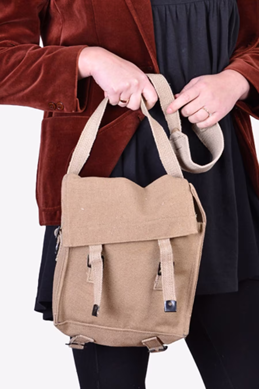 Vintage Khaki Canvas Military Shoulder Bag - Www.brickvintage.com