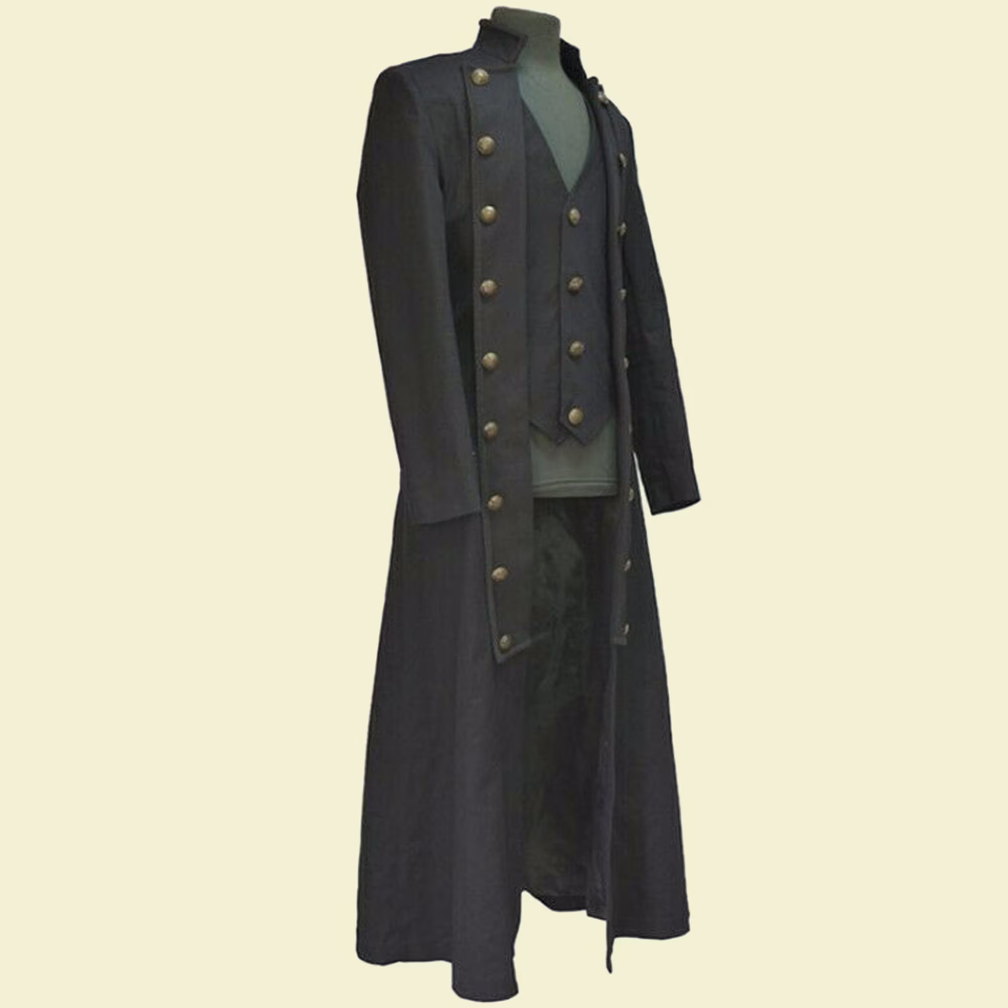 Men's Gothic Long Jacket Steampunk Medieval Coat Stand Collar Cosplay , Mens Cosplay Black