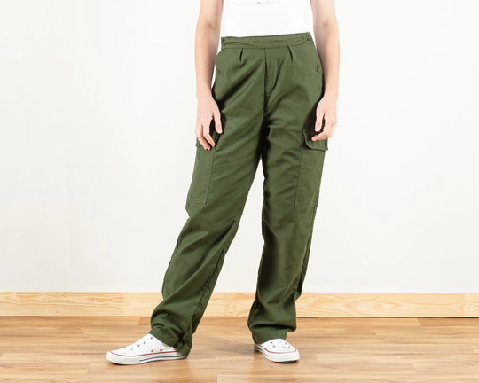Military Women Pants Cargo Vintage 90S Trousers Army Pants Unisex Worker Minimalist High Waist Clothing Size Small