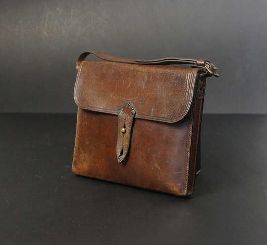 English Antique Leather Military Picnic Case Messenger Bag Wallet