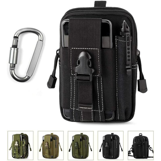 Tactical Belt Bag, edc 1000D Molle Waist Pack/ Multifunctional Bag with a Carabiner for Cycling, Hiking, Mountaineering Running Outdoor Sports