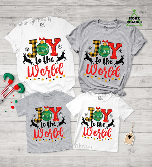 Joy To The World Shirt, Matching Family Christmas Holiday Xmas Design Winter Gift For
