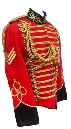 Mens Military Red Gold Braid Officers Jacket Steampunk Epaulette Aiguillette Included As Seen 46, 48