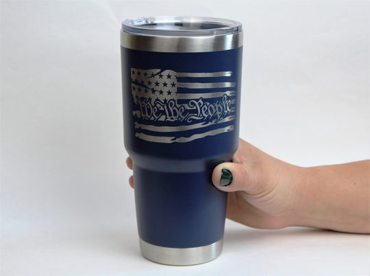 30 Oz Engraved Insulated Stainless Steel Tumbler With Lid | We The People Flag Cup Hot & Cold Drink Travel Mug Patriotic Gift For Dad