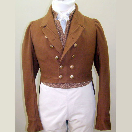 Men's Brown Regency Coat Dated 1810-1830 Jacket British Tailcoat , Men's Braid Jacket