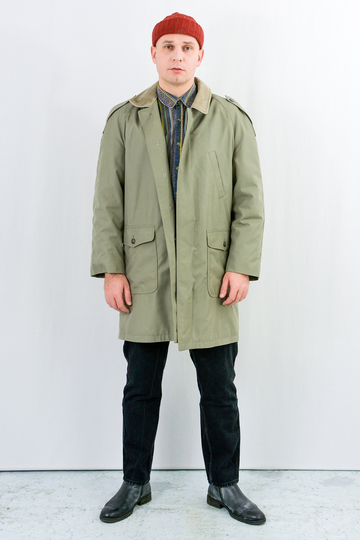 Vintage 90S Jacket Khaki Military Green Coat Spring Autumn Insulated Wool Men Large
