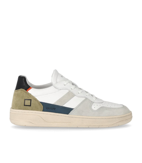 D.a.t.e. Court 2.0 White Military Green Sneaker