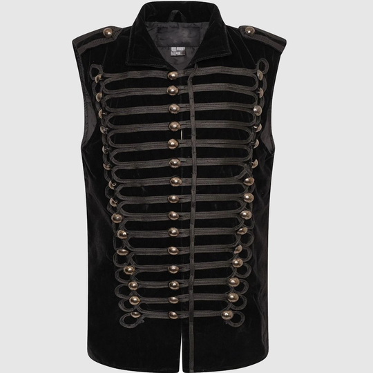Men's Vintage Gothic Military Parade Sleeveless Velvet Jacket, Handmade Light Hussar Vest