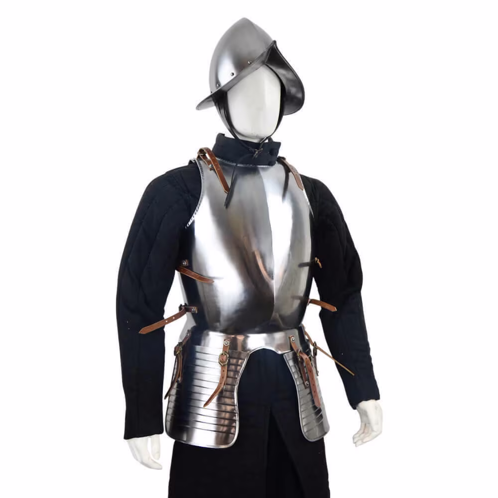 Medieval Steel Larp Warrior Pikeman's Half Body Armor Suit Cuirass With Helmet