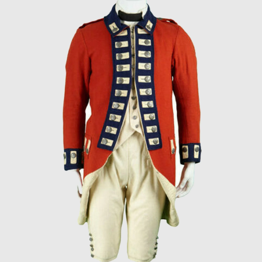 New Men British Soldier's Uniform Red Coat Revolutionary War Tailcoat, Men's Hussar Jacket
