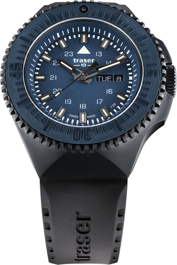 Traser H3 Watch P69 Black Stealth Blue Rubber