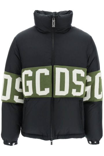 GCDS Down Jacket With Knitted Logo Bands