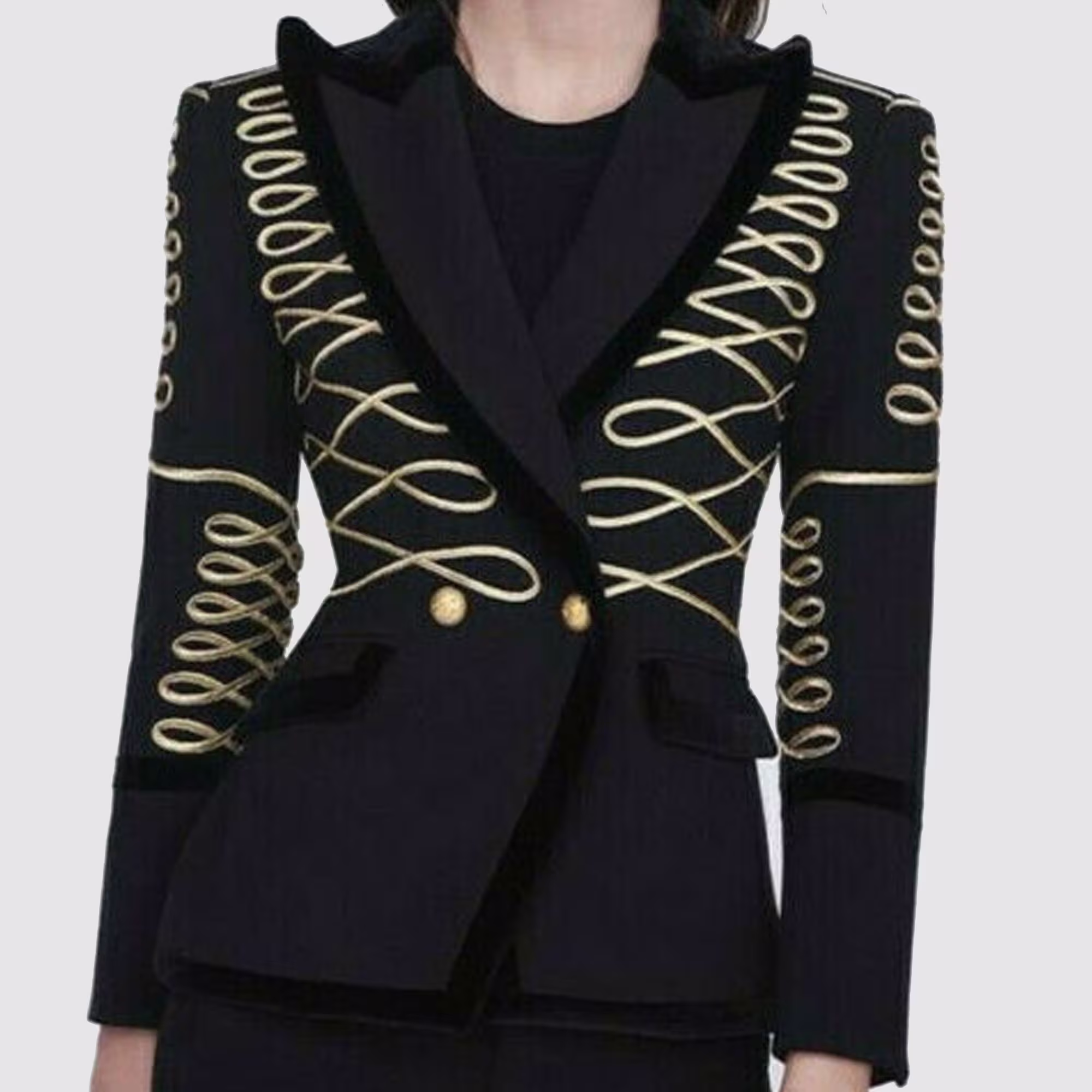 New Blazer Black Military Ladies Jacket Made To Measure, Ladies Hussar With Military Grade Material