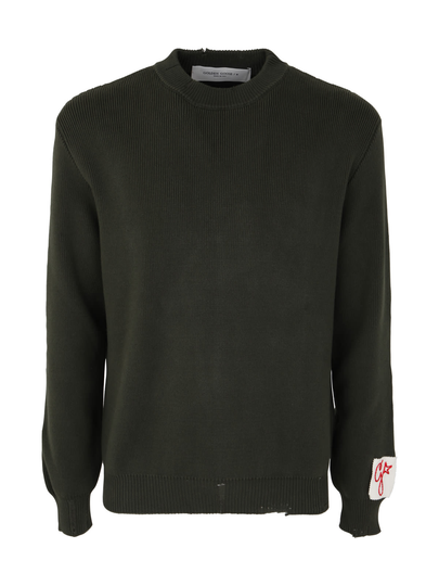 Golden Goose Golden M`s Regular Knit Crew Neck Distressed Cotton
