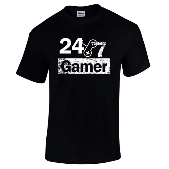 Gamer Gifts For Gamers - Funny Tshirts Gaming T Shirt Mens Top Tee Clothing Gift 24/7