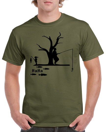 Man & Girl Fishing. Carp Fishing Logo T Shirt in Black Or Green With Your Choice Of Coloured Ideal Gift For Fathers Day Dad & Grandad
