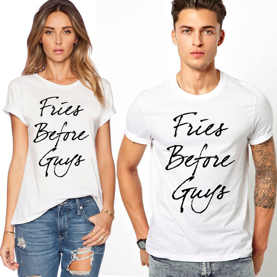 Slogan T Shirt Fries Before Guys Fresh Hipster Style Tee Unisex