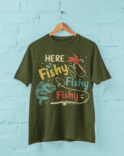 Funny Fishing T Shirt Here Fishy Sizes Small To 6xl Fb20 Gift For Fisherman