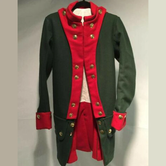 New Men's Green & Red Hessian Feld Jager Coat , Steampunk Uniform Hussar Jacket, Lancer Officer Admiral Tail Coat, Expedited Shipping