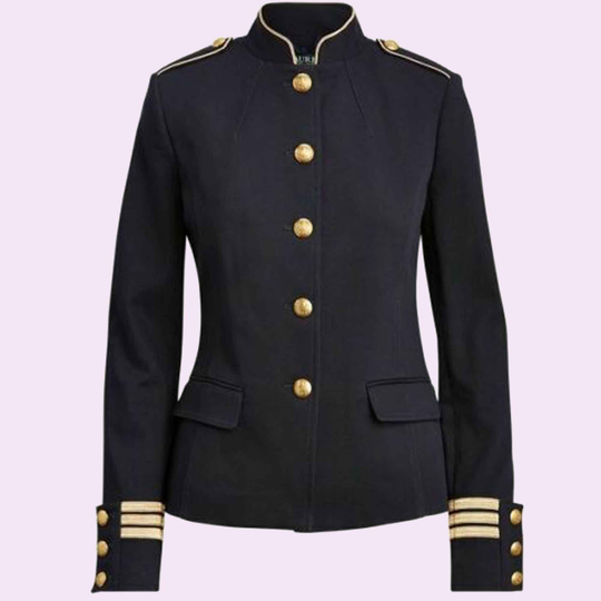 Ladies Black Officer's Military Braided Jacket, Ladies Fashion Coat, Accessories Not Included in Price