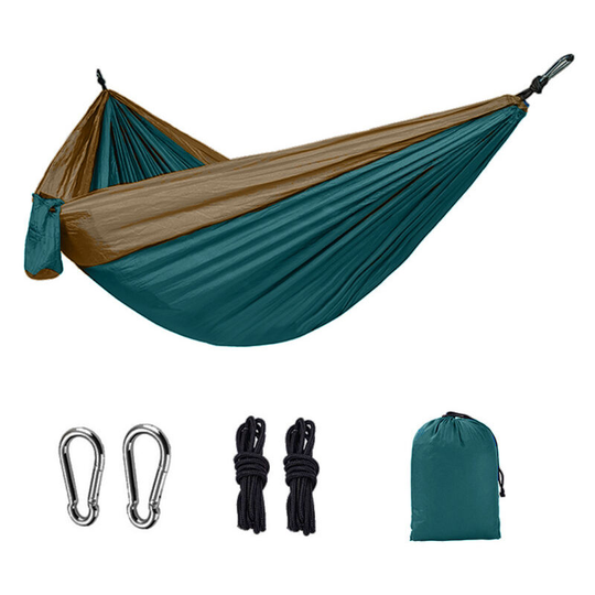 1pcs Ultralight Nylon Hammock 300kg Load Capacity 270x140cm with 2 x Nylon Straps and 2 x Carabiners for Camping Travel Outdoor Garden (Military