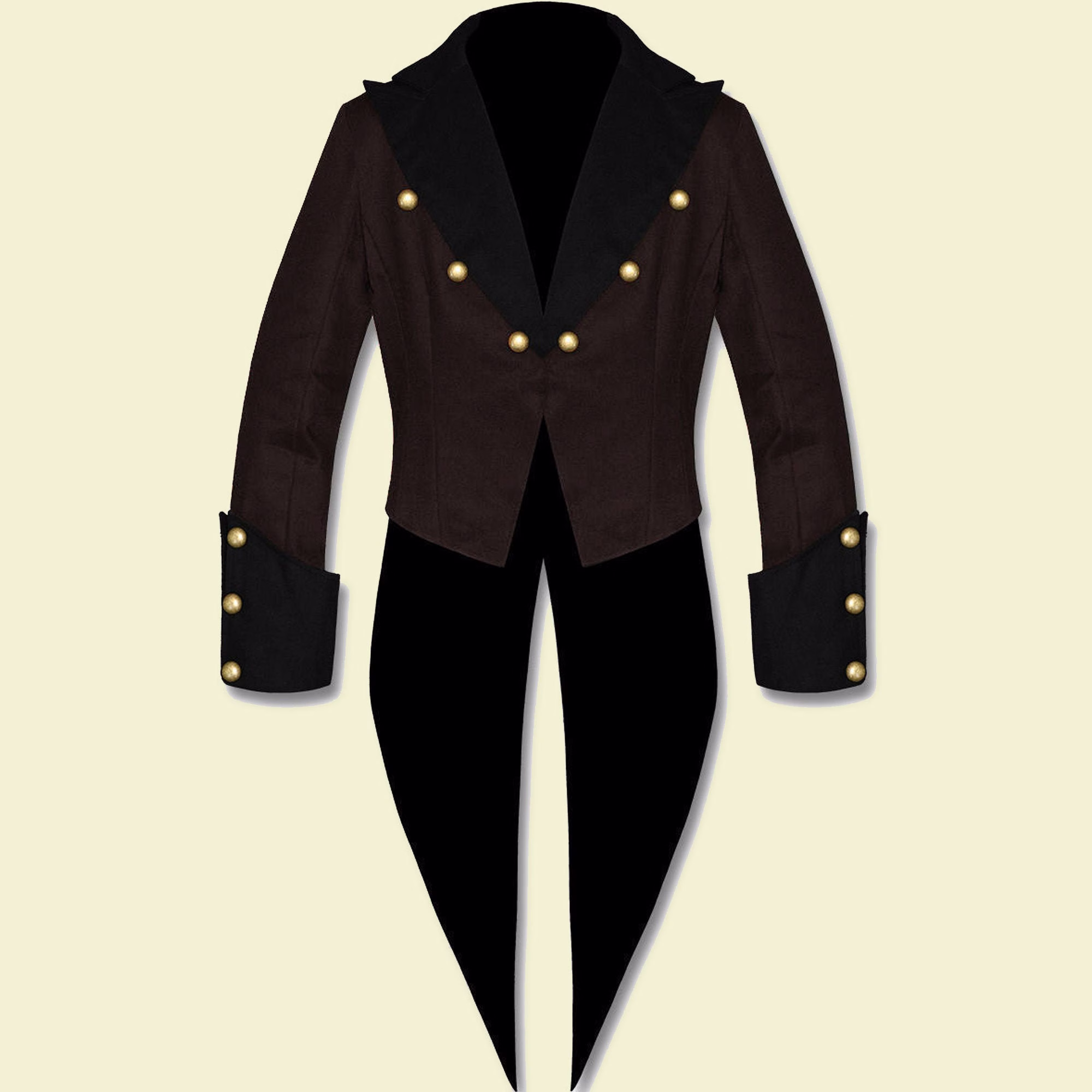 Mens Cotton Twill Swallowtail Jacket Tailcoat Steampunk Victorian Four Colors, Cosplay Long Black