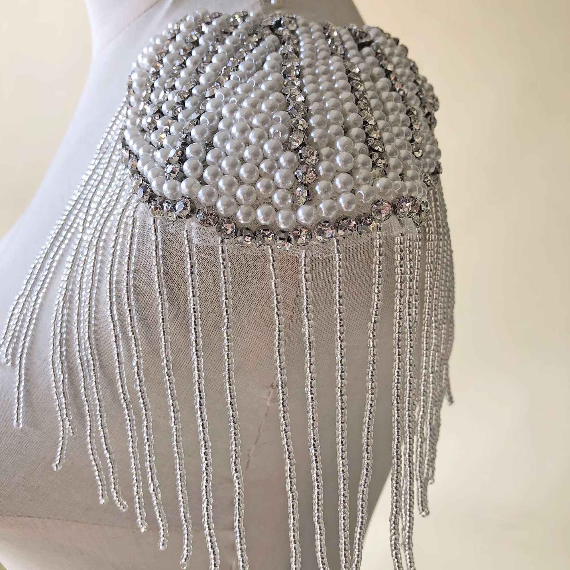 1 Pair Shoulder Tassel Chain Epaulettes Rhinestone Beaded Jewelry For Blazer Jacket Costumes