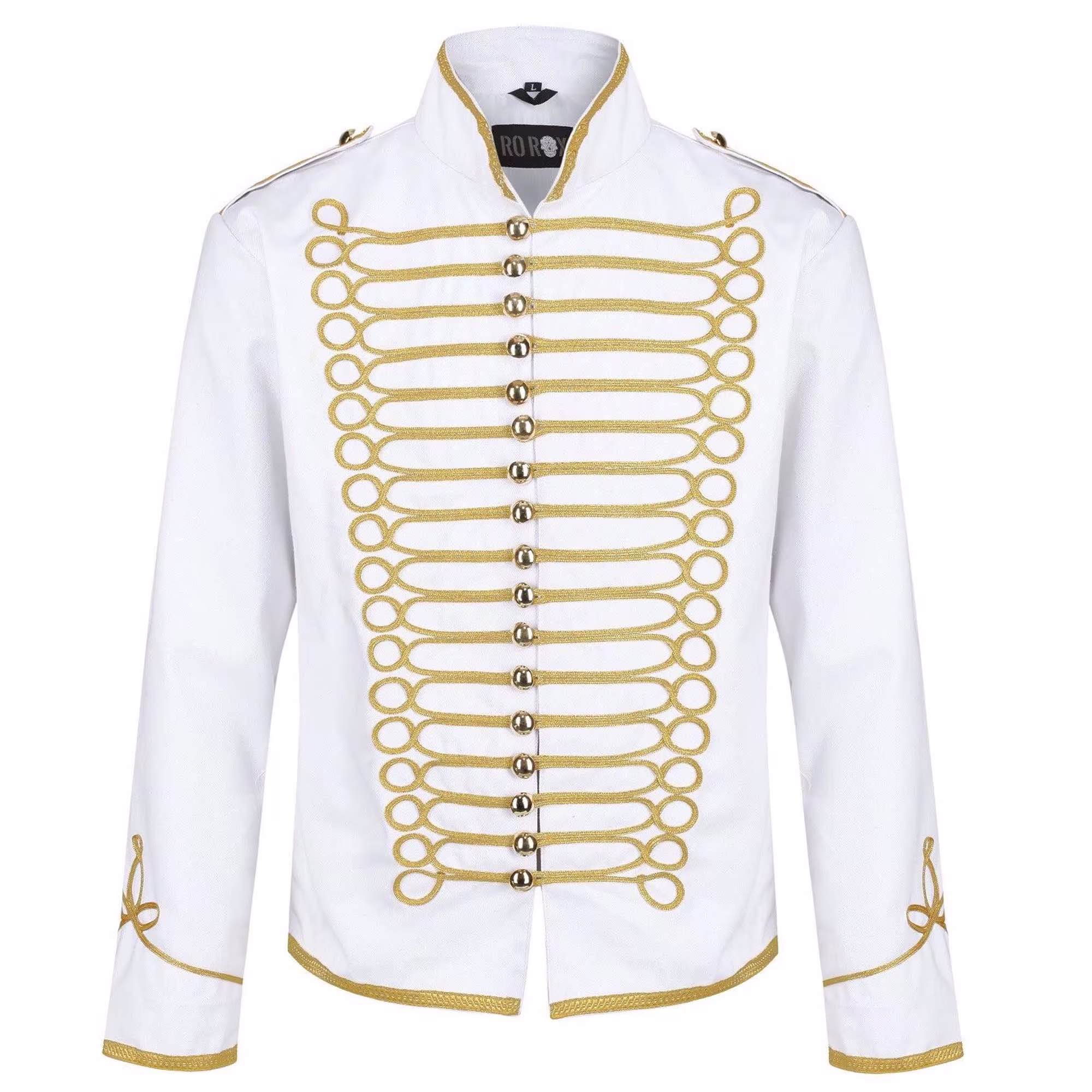 White Hussar Jacket Parade Mens Military Army Drummer Musician