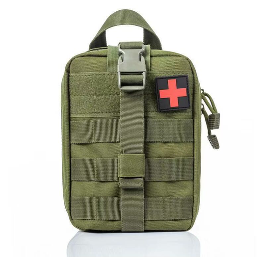 Tactical Rescue Belt Bag, Multifunction Molle First Aid, Survival Tactical Backpack edc Gadget Bag with Cross for Hiking Camping Military Green