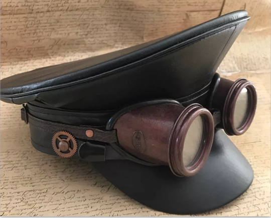steampunk Military Hat With Metals Goggles in 57, 58, 59cm