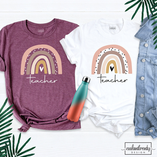 Rainbow Teacher Shirt, Gift For Teacher, Valentine Kindergarten Tee T-Shirt