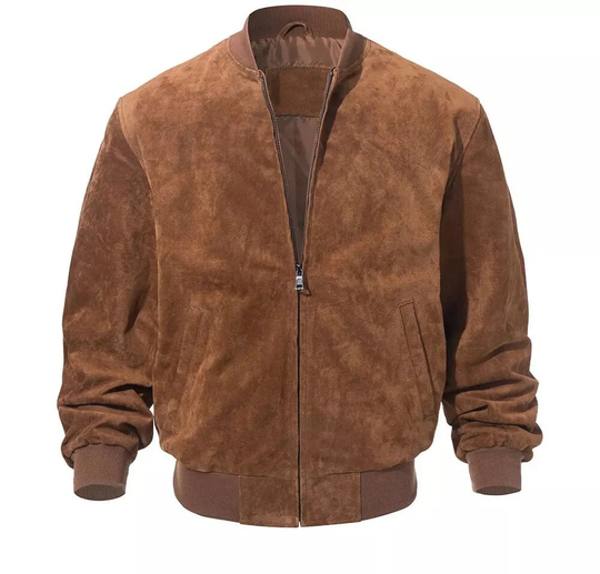 Baseball Bomber Jacket Mens Genuine Sheep Suede Leather Outer Wear M1 Military Pilot Style Streetwear Winter Coat