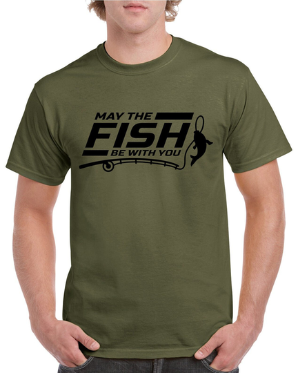 May The Fish Be With You - Carp Fishing Green Or Black T Shirt Ideal Gift For Any Fisherman Enthusiast