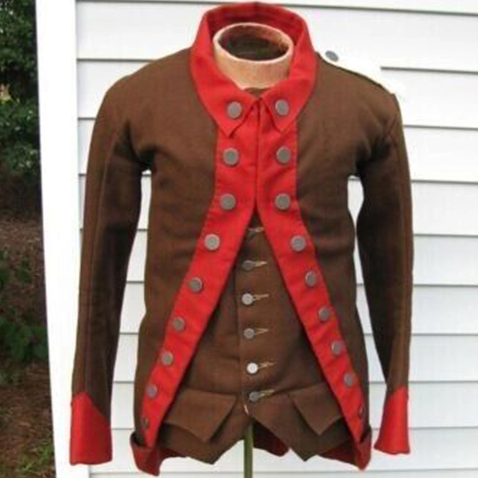 New Continental Army Revolutionary War Dark Brown Wool Men Jacket, Brown Military Jacket & Vest 2 Items in The Price