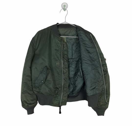 Vtg 90S Alpha Industries Ma-1 Flight Bomber Military Jacket Usaf Flyers M Size