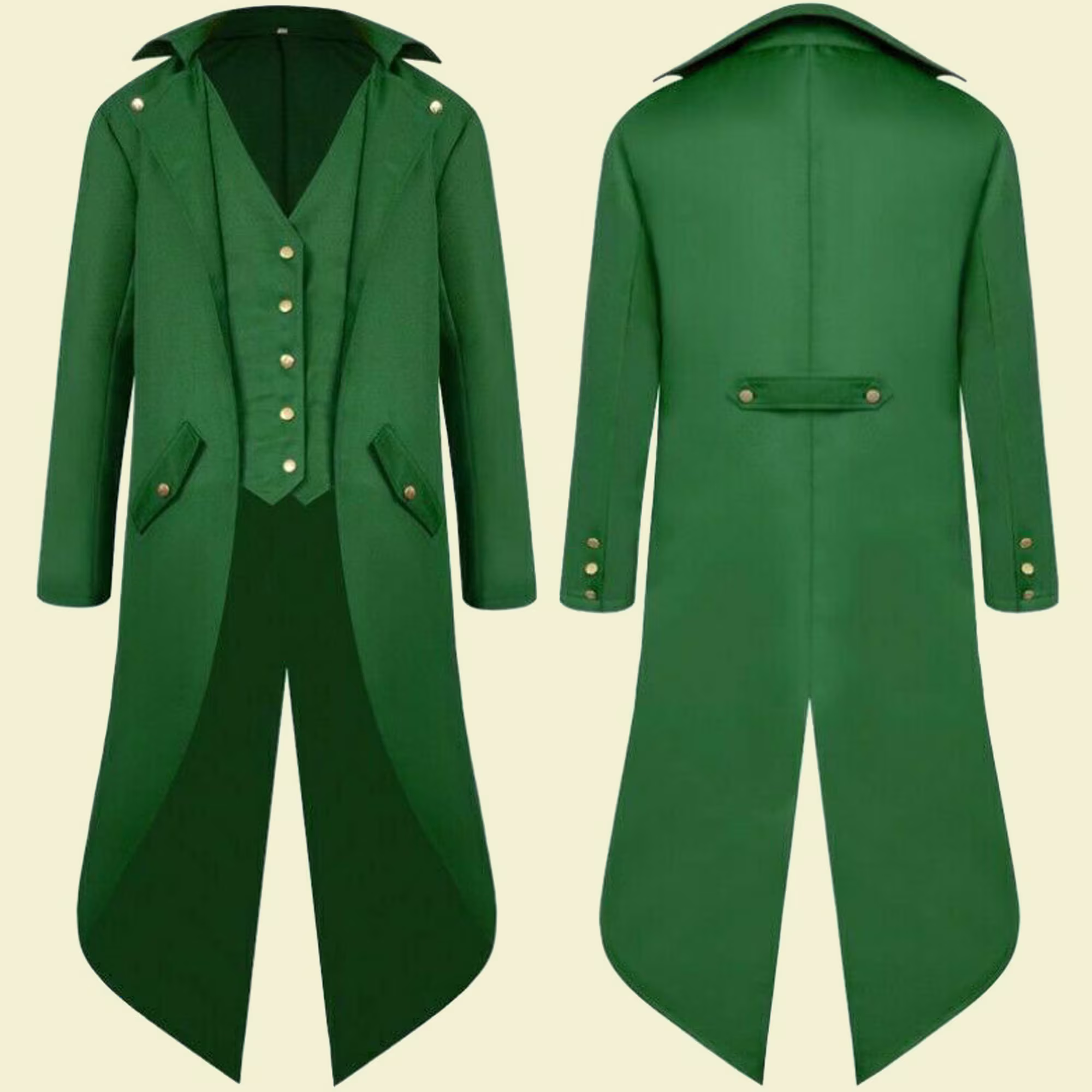 Mens New Green Long Jacket Steampunk Trench Halloween Style Coat, Mens Cosplay