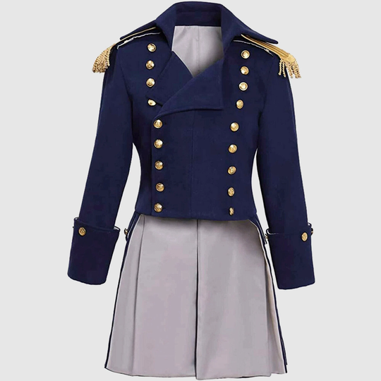 Mens Navy Blue Colonial Military Uniform Jacket Regency Coat, Mens Fashion Hussar