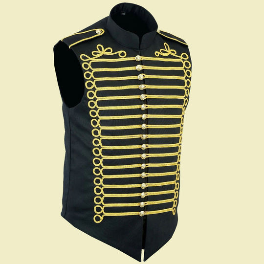 Man, S Hand Made Military Hussar Drummer Sleeveless Parade Jacket Vest Waistcoat, British Army Officer Wool