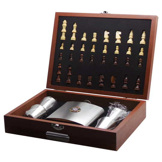 Personalised Royal Engineers Hip Flask Chess Set Engraved Wooden Gift Case Steel Gold Metal Crest Luxury Army Military Re Gifts Custom Made