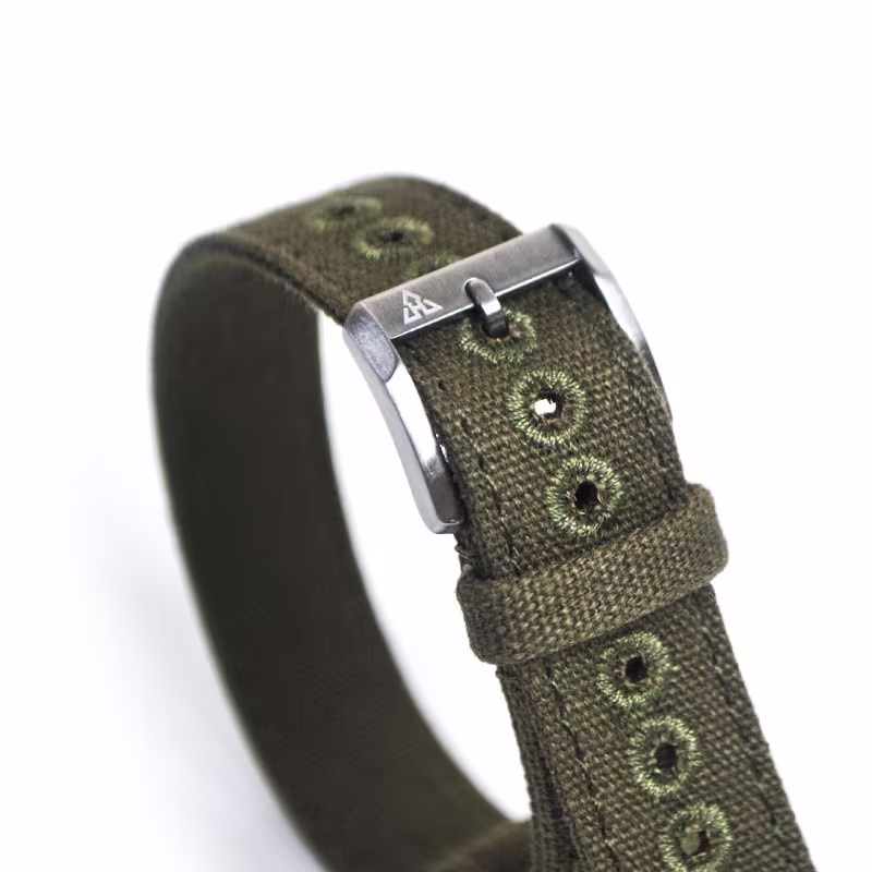 16mm Vintage Military Olive Drab Canvas Watch Strap Od#7 Wwii A-11 A11 Hack