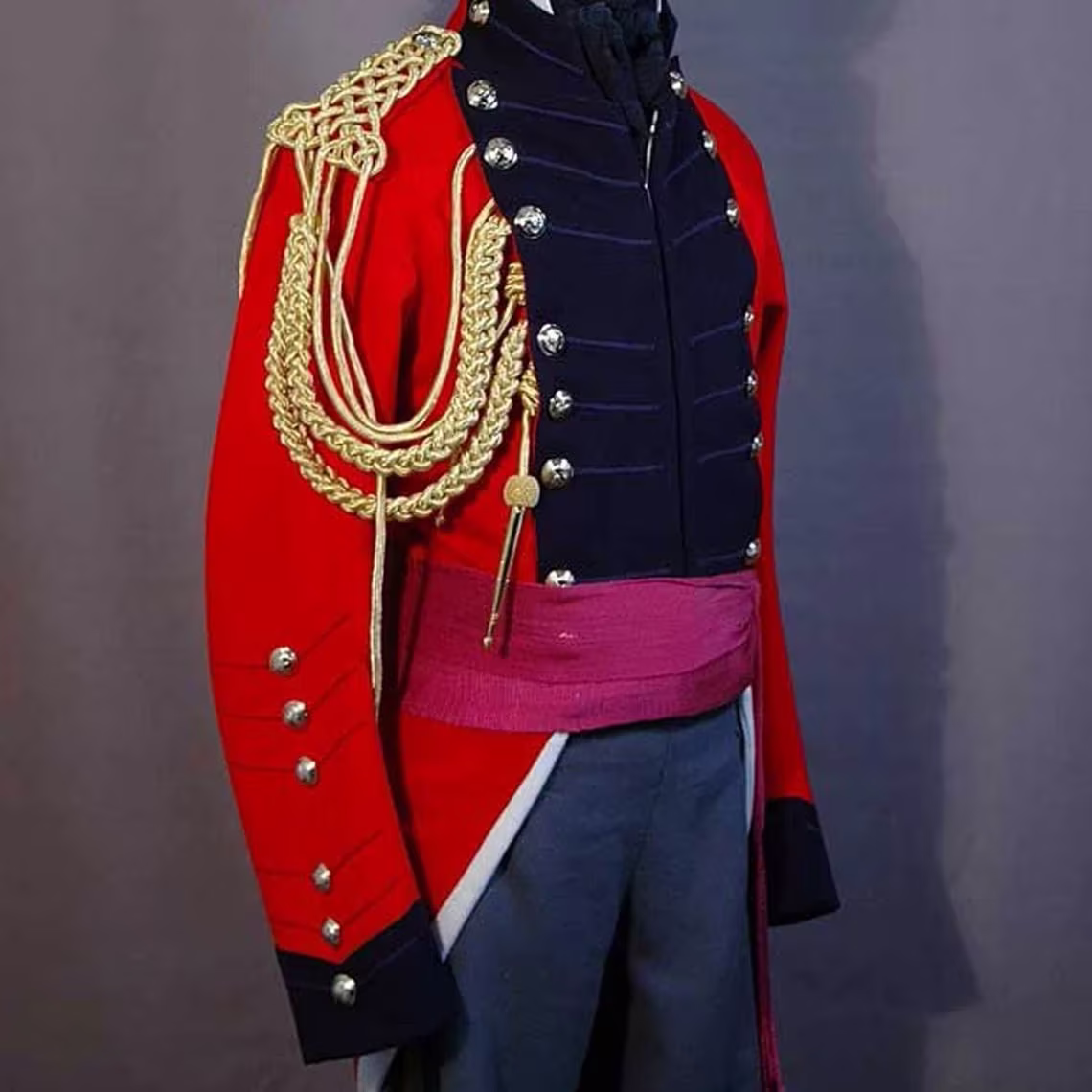 New Red Mens Military British Lieutenant General Coat, Mens Fashion Hussar Jacket Accessories Not Included in Price Expedited Shipping